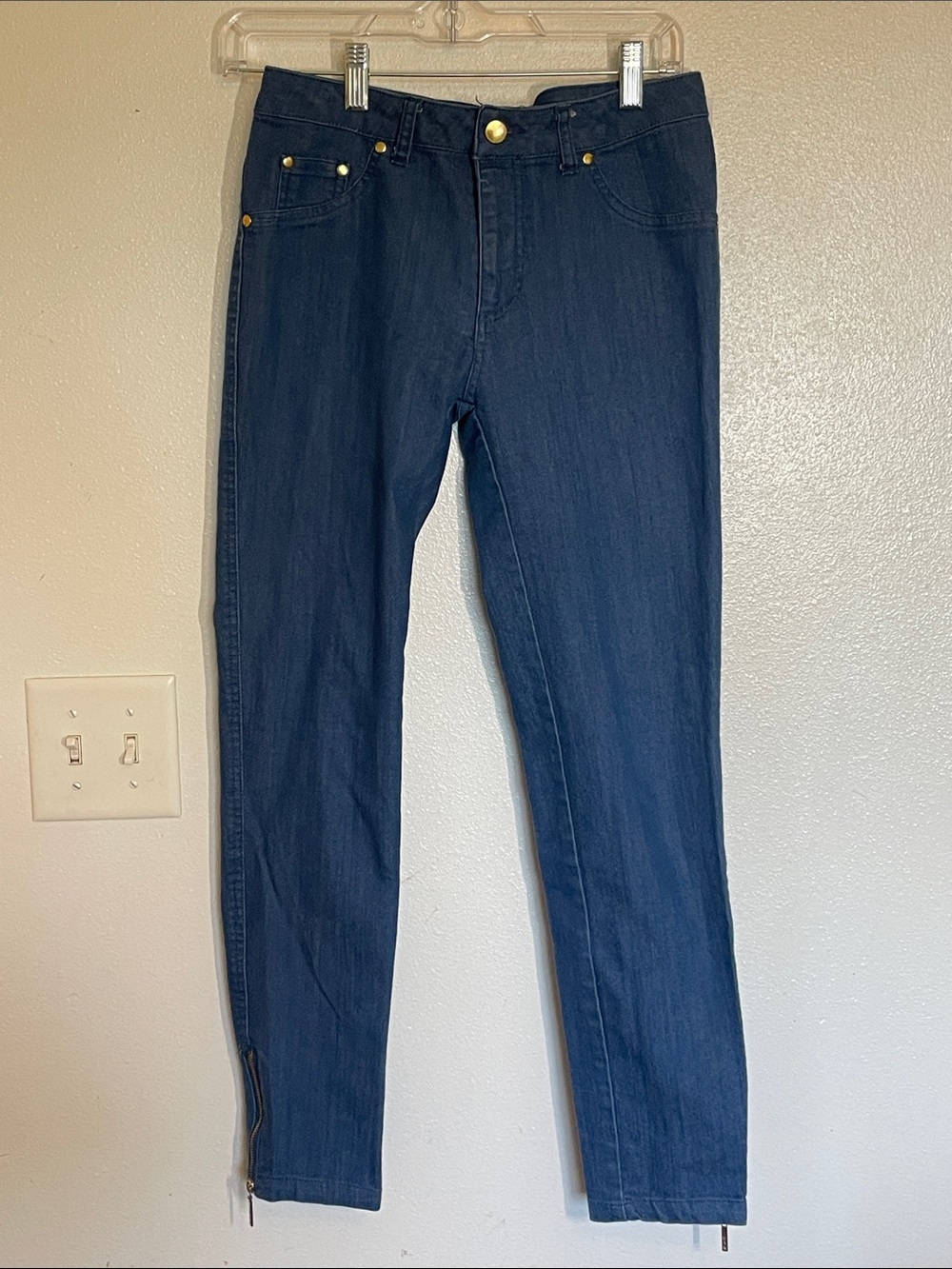 IMAN Women's Navy Skinny Jeans with Ankle Zippers